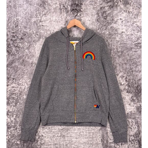 Aviator Nation Sweatshirt Medium Womens Rainbow Embroidery Full Zip Hoodie - Picture 1 of 8
